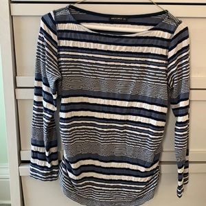 Nally & Millie blue stripe stretchy shirt